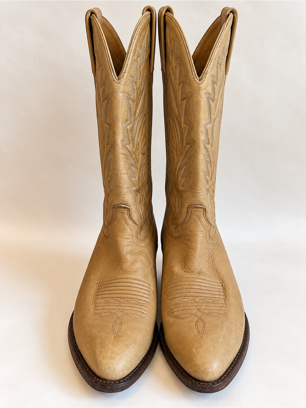 Men's Tan Leather Western Cowboy Boots